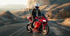 man touring on motorcycle