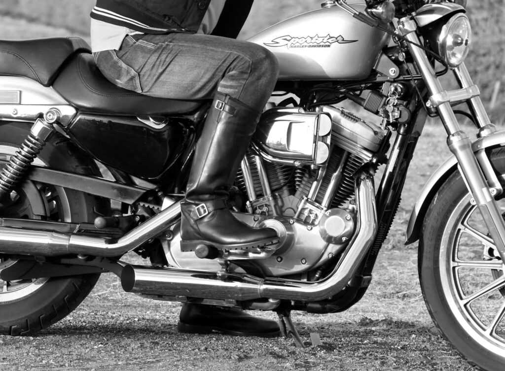 woman with motorcycle boots